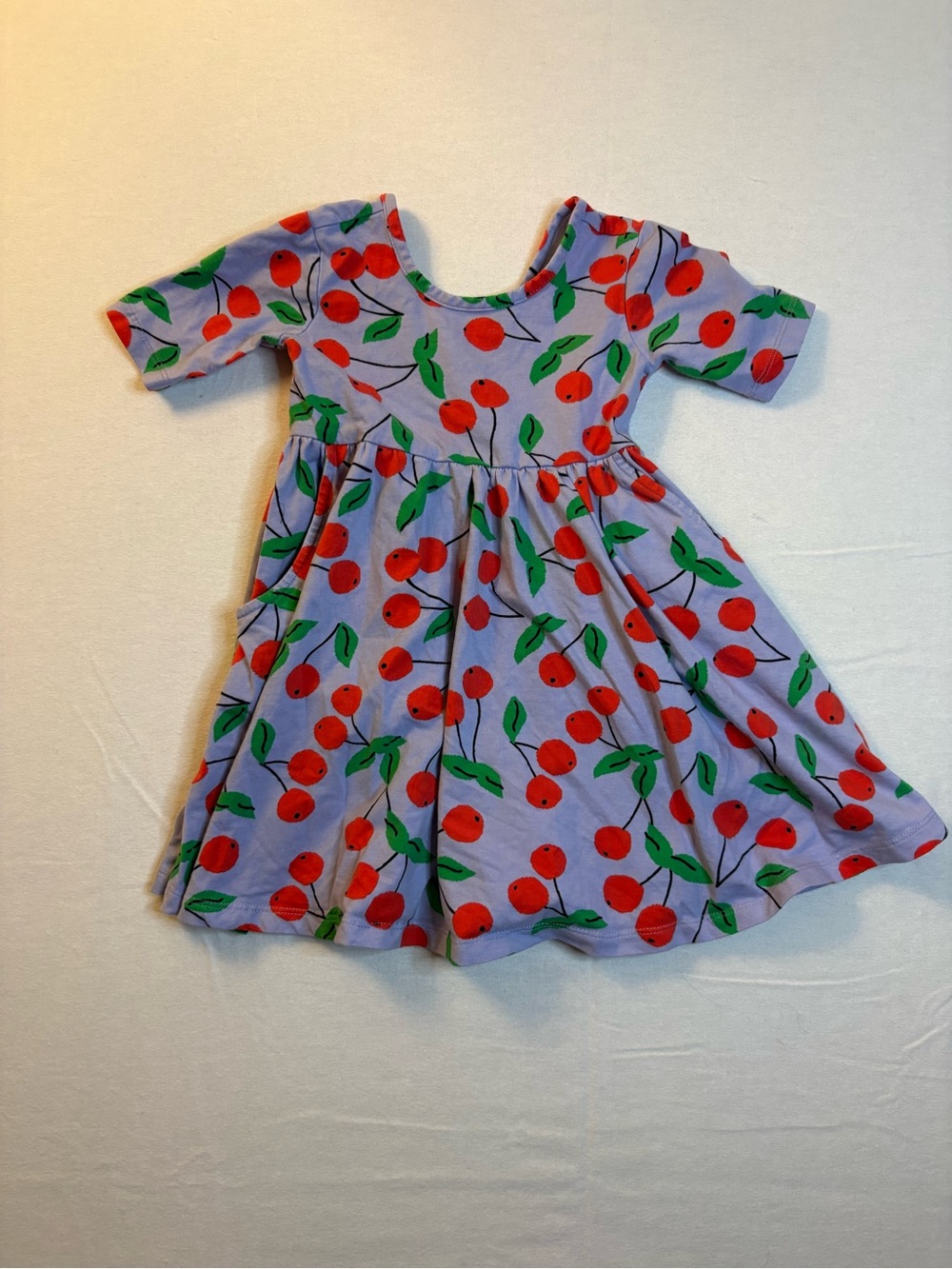 Hanna Andersson Lavender Dress with Red Cherry Print